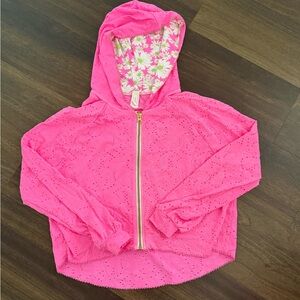 LoveShackFancy Pink Eyelet Hoodie